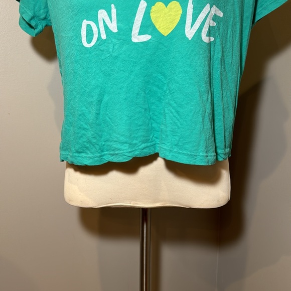WILDFOX 100% Cotton Cropped Baby Tee / Tshirt “Drunk on Love” GREEN / MEDIUM - Picture 3 of 10